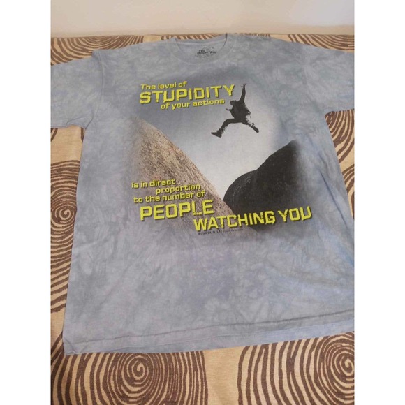 The Mountain Tie Dye T Shirt - Size XL -"Mountain Life"/"The Level of Stupidity" - Picture 1 of 7